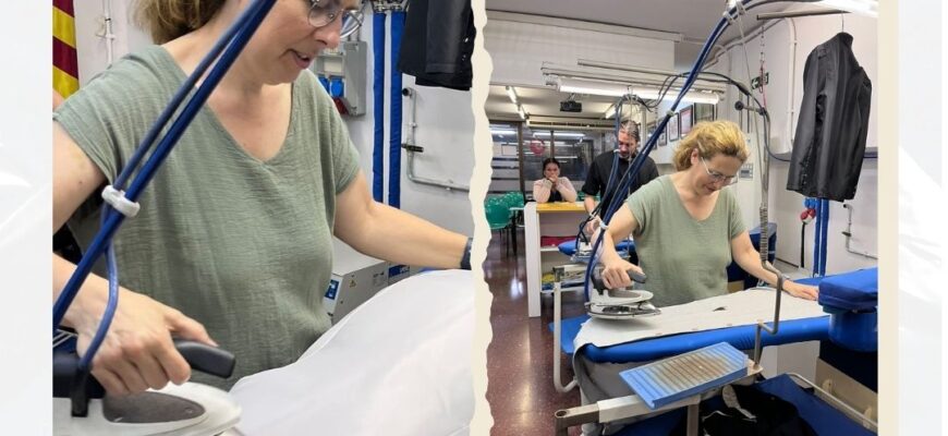Profesionales de la Lavandería de la Fundació Iris participan en una formación especializada en técnicas de planchado